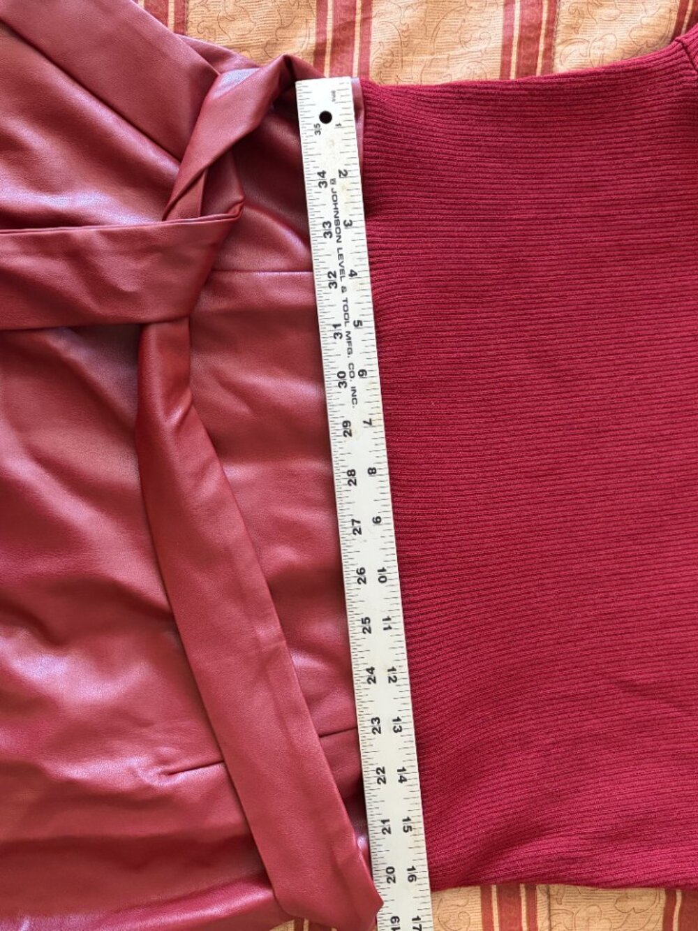 Ashro Knit and Faux Leather A-line Dress Size 16 Belted, button cuffs - Picture 9 of 9